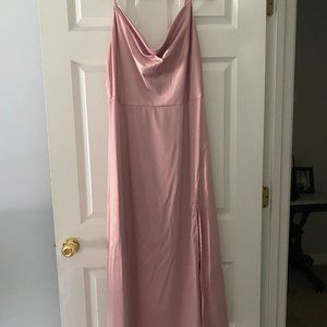 Satin Midi-length dress with slit